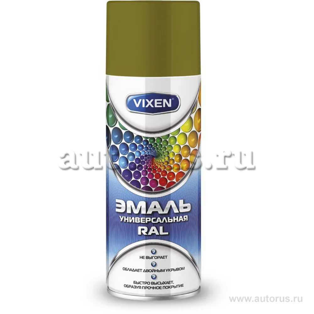 Эмаль универсальная VIXEN RAL, хаки (RAL 7008), аэрозоль 520 мл VX-17008