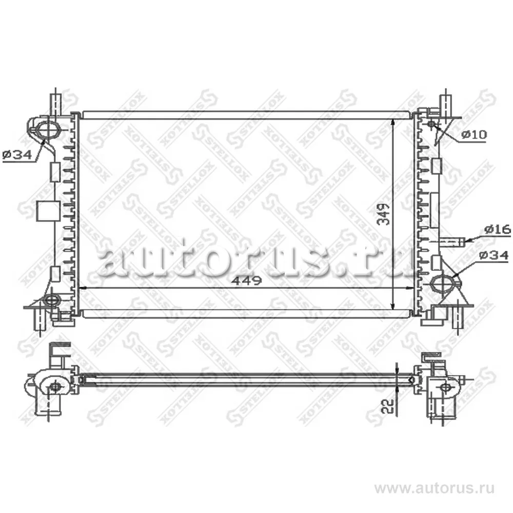 Радиатор Ford Focus 1.4/1.6 16V 98 STELLOX 1025794_SX
