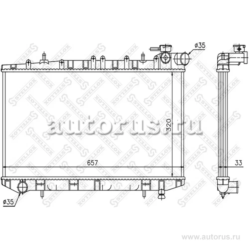 Радиатор системы охлаждения МКПП Nissan Sunny IV 2.0D 90-95 STELLOX 10-25992-SX