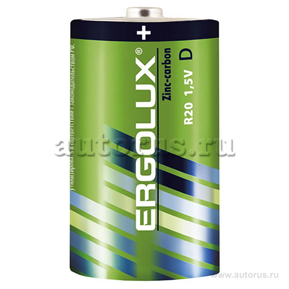 Батарейка солевая ERGOLUX Zinc-carbon D 1,5V (2 шт) R20SR2
