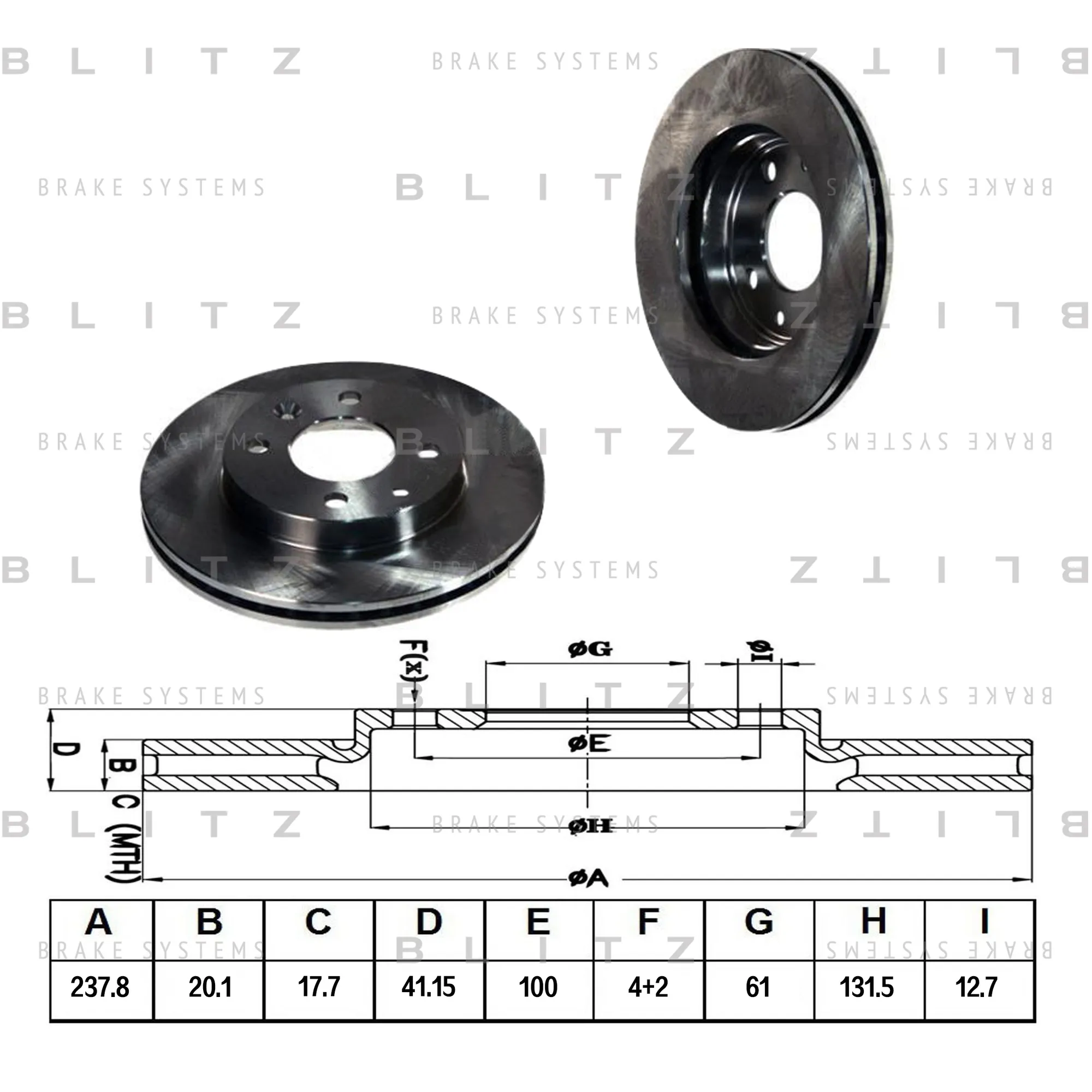 Диск тормозной передний вентилируемый RENAULT MEGANE/KANGOO/R19/R21 91-> BLITZ BS0108