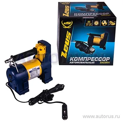 Компрессор 10 Атм. 60 л/мин. 200 Вт. шланг 4 м. кабель 3 м. 12 В. сумка ZEUS ZAC204