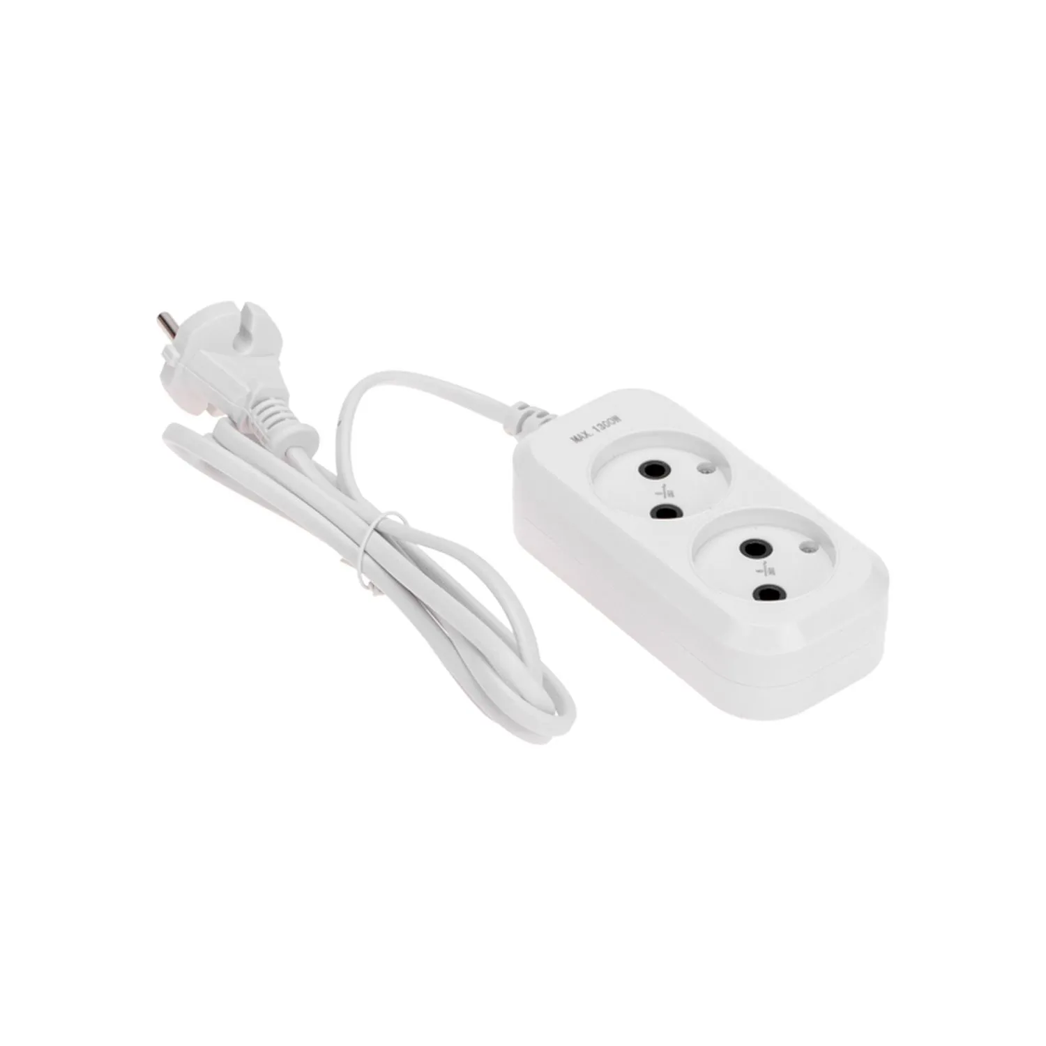 Удлинитель 2 гнезда, 1,5м, 2х0,75мм?, б/з, белый PROconnect 13-4200