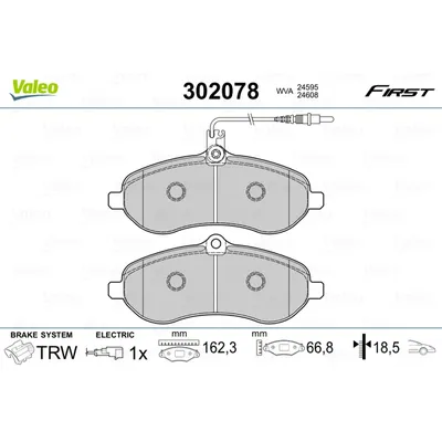 Колодки тормозные перед VALEO 302078