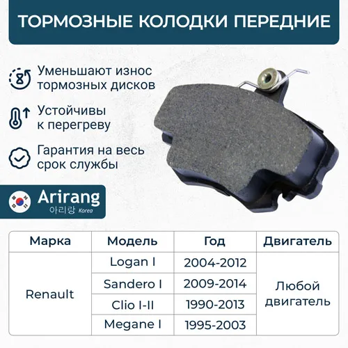 Колодки дискового тормоза передние ARIRANG ARG28-1631