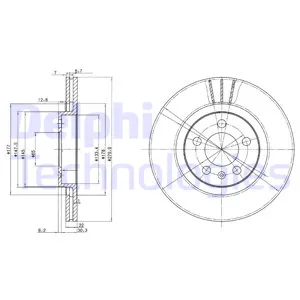 Диск тормозной передний VAG A3/OCTAVIA/BORA/GOLF IV/NEW BEETLE DELPHI BG3036