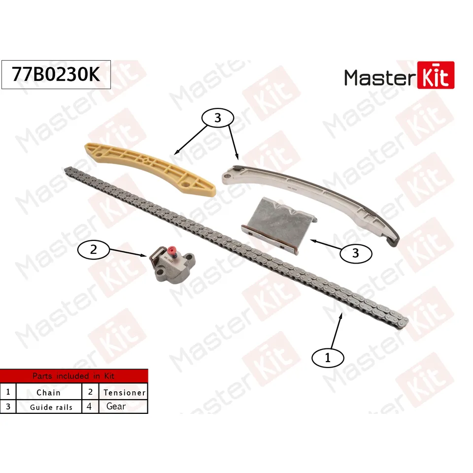 Комплект цепи ГРМ без звездоч MASTERKIT 77B0230K