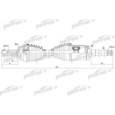 Полуось передн прав 30x1020x27 BMW: X5 (E70) 3.0 D/3.0 SD/ PATRON PDS0387