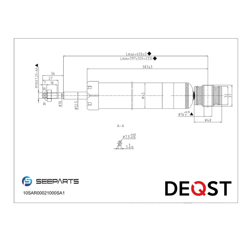 Амортизатор задний, зад. VW TIGUAN 08-16/AUDI Q3 I 11-18 DEQST 10SAR00021000