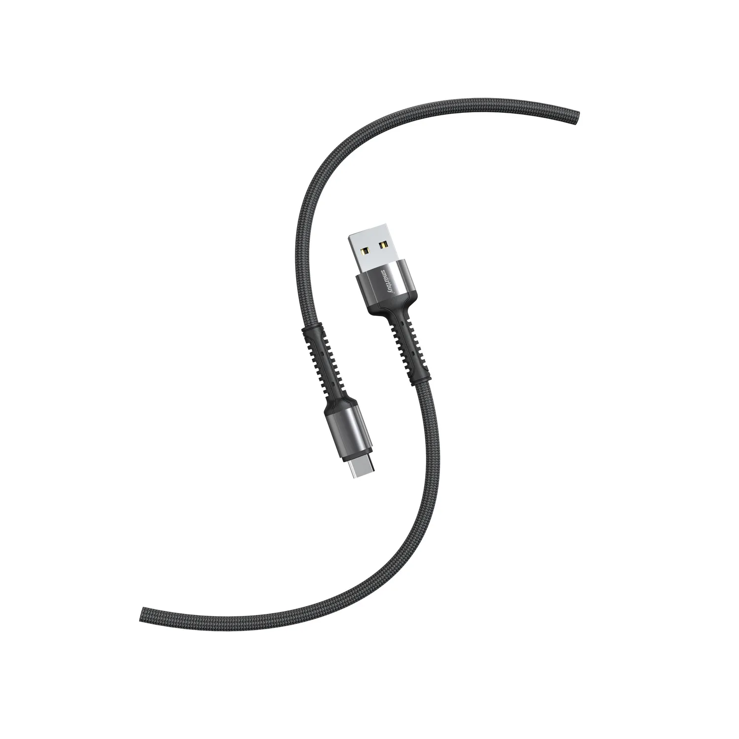 Кабель для зарядки и передачи данных S26 MICROUSB черн./ сер., 3 а,QC,нейл.,1м, SMARTBUY IK-12-S26BG