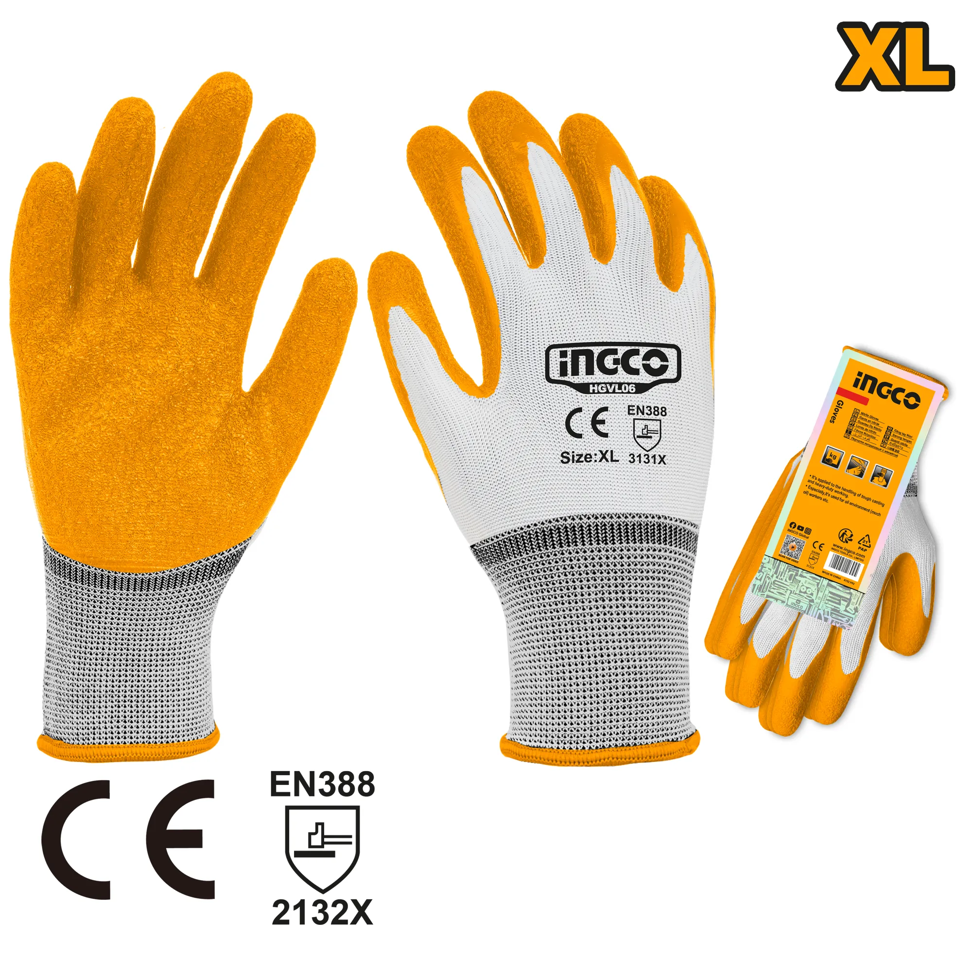 Перчатки латексные XL (12/120) INGCO HGVL06