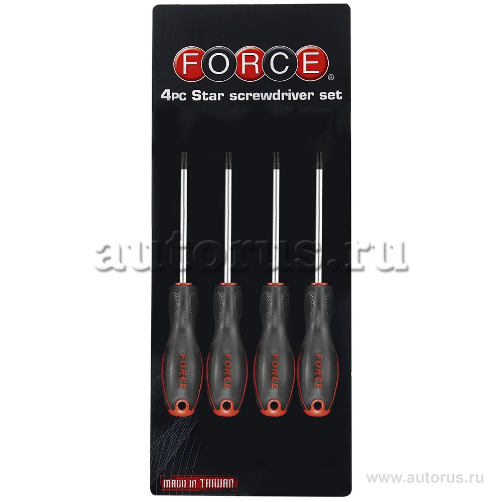Набор отверток торкс Т6, Т7, Т8, Т9, жало 100 мм 4пр. FORCE 2044
