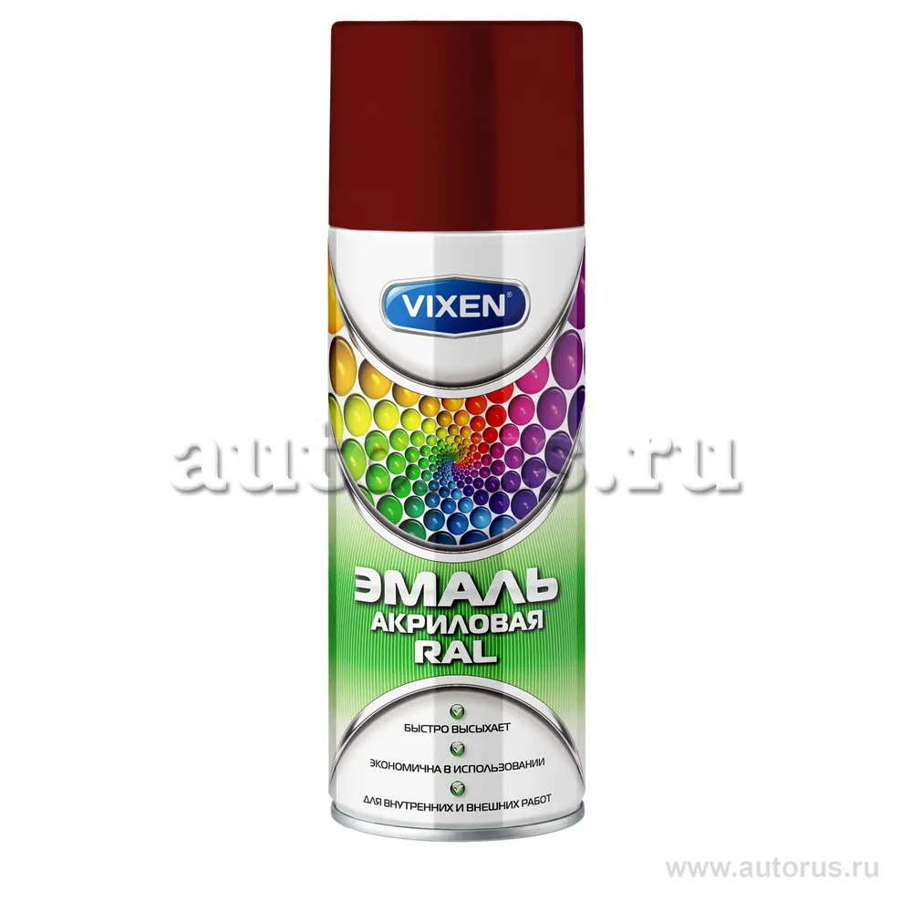 Эмаль акриловая VIXEN RAL, красно-коричневый (RAL 8012), аэрозоль 520 мл VX-38012