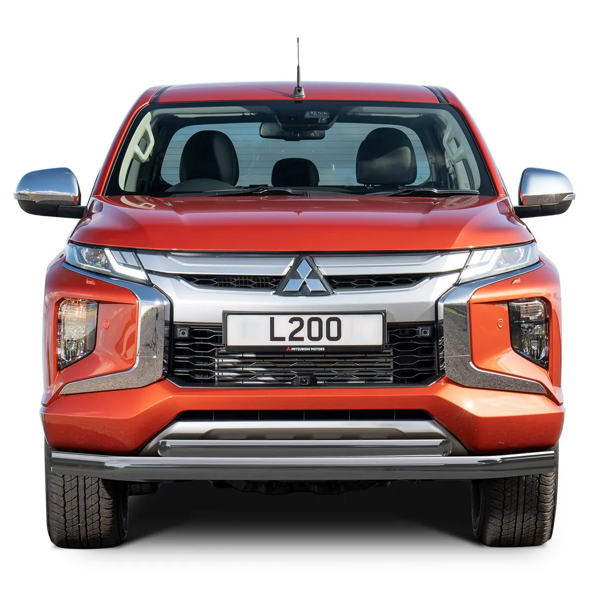 Защита переднего бампера d76+d57 Rival для Mitsubishi L200 V 2018-н.в., нерж. сталь, R.4016.001