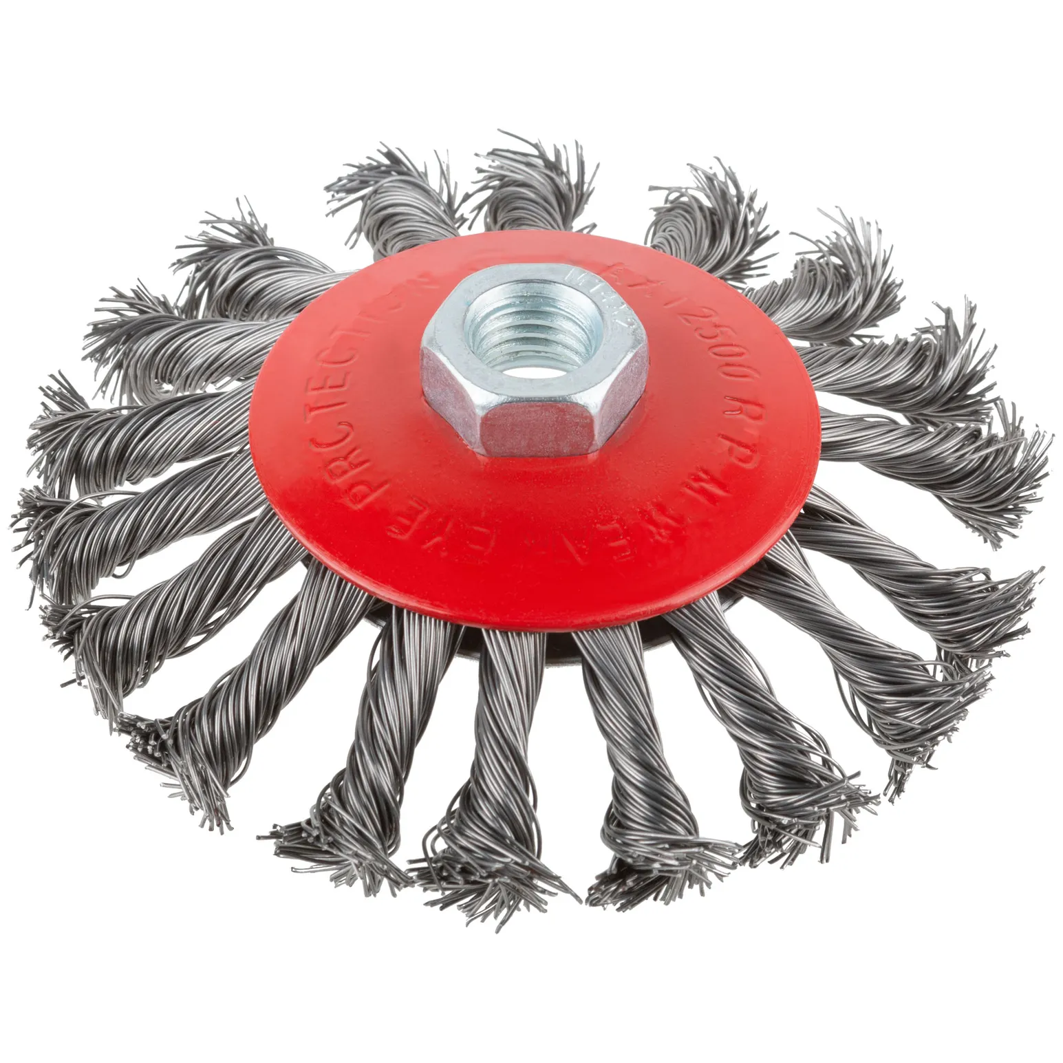 Корщетка-колесо с наклоном, гайка М14, стальная витая проволока 115 мм KУРС 39034