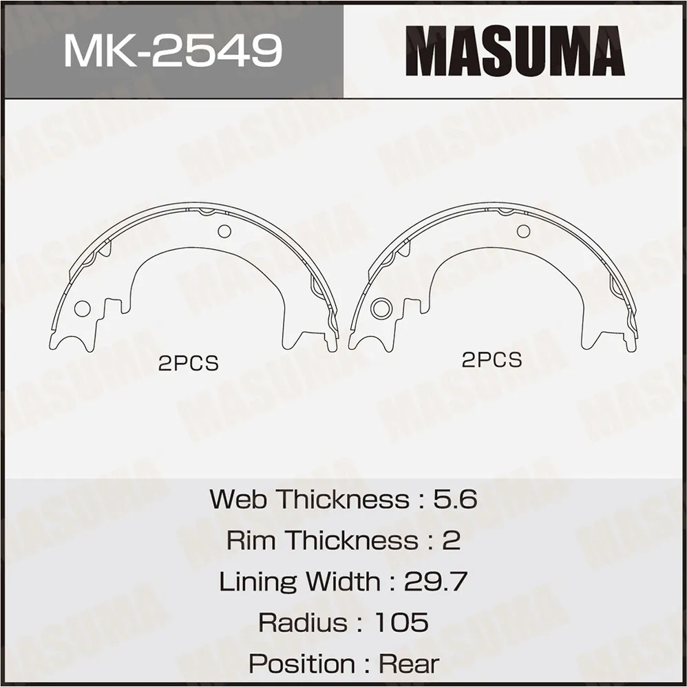 Колодки тормозные LEXUS RX350 -15 барабанные MASUMA MK2549