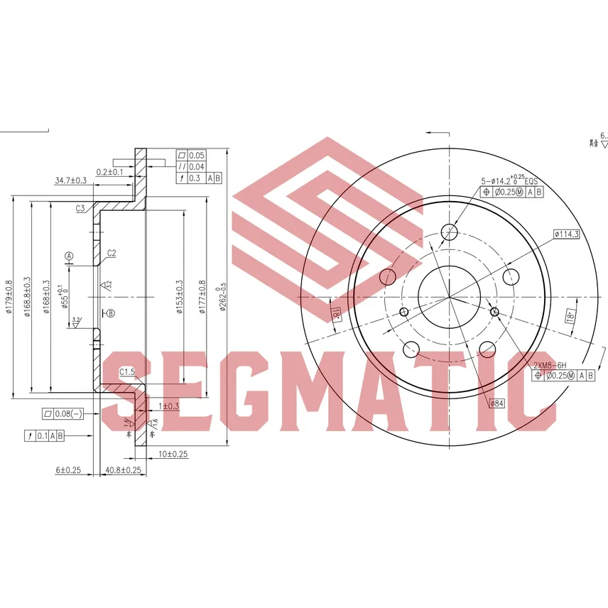 Диск тормозной задний для а/м GEELY EMGRAND EC7 1.5 I 08.2009 - EC7 1.5 I HATCHBACK 08.2010 - 12.2013 EC7 SEGMATIC SBD30093151