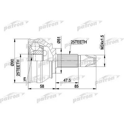 ШРУС наружн к-кт 25x51x25 ALFA ROMEO:147 1.6/2.0 01-, F PATRON PCV1258