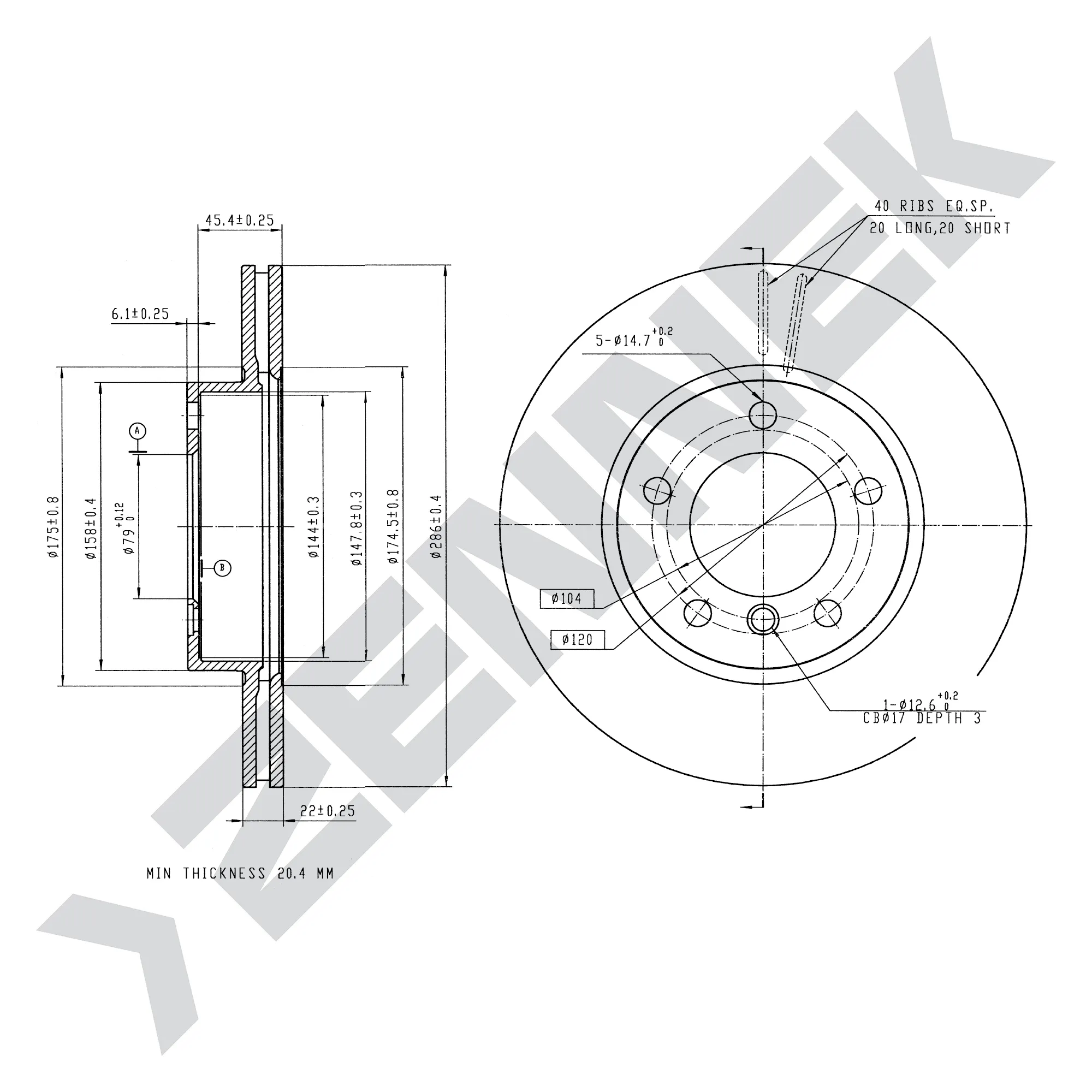 Диск тормозной передний BMW 3 E36/E46 90-06 (2 шт) ZENNEK DBD0125