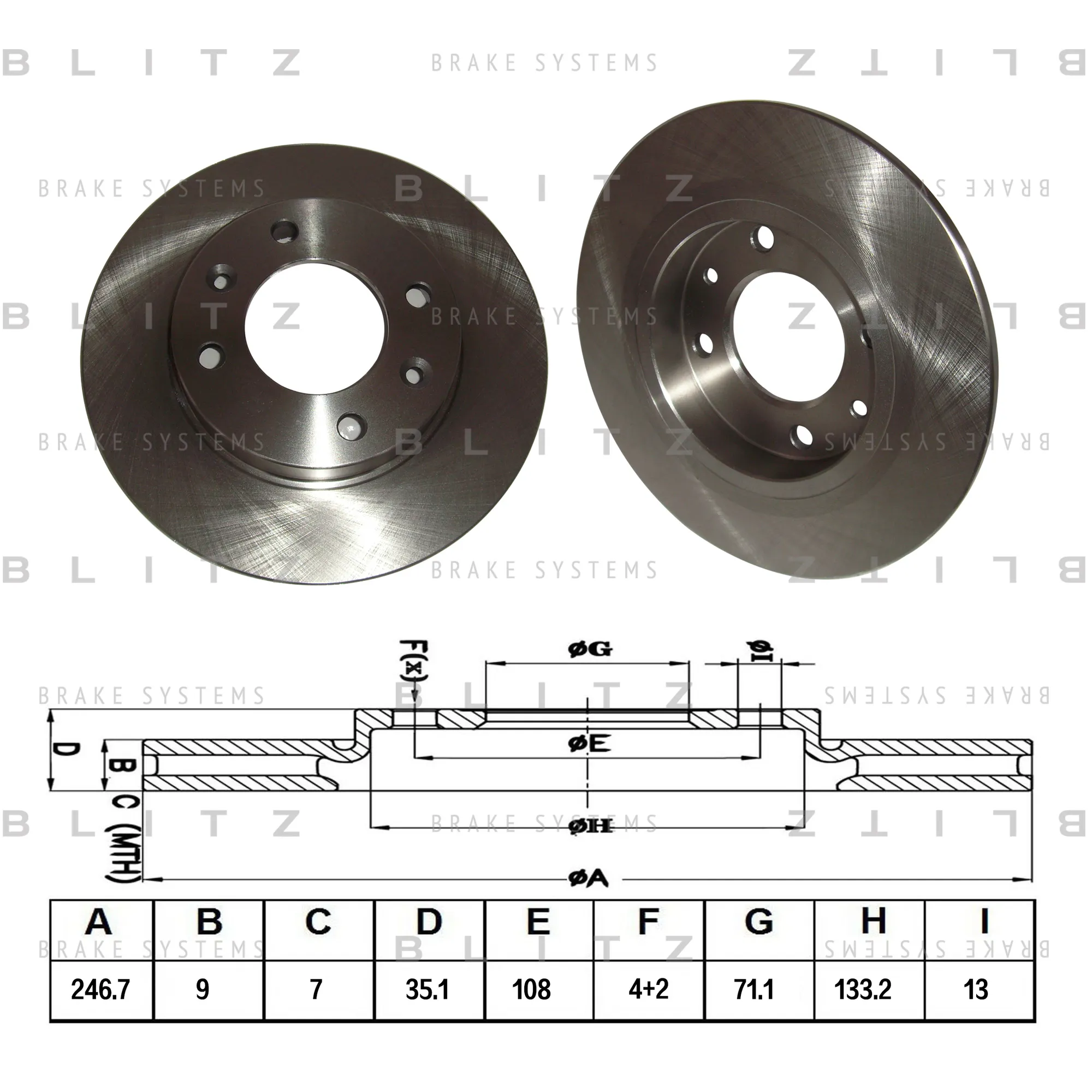 Диск тормозной задний CITROEN BERLINGO/C2/C3/XSARA 96->PEUGEOT 1007/307/ BLITZ BS0134