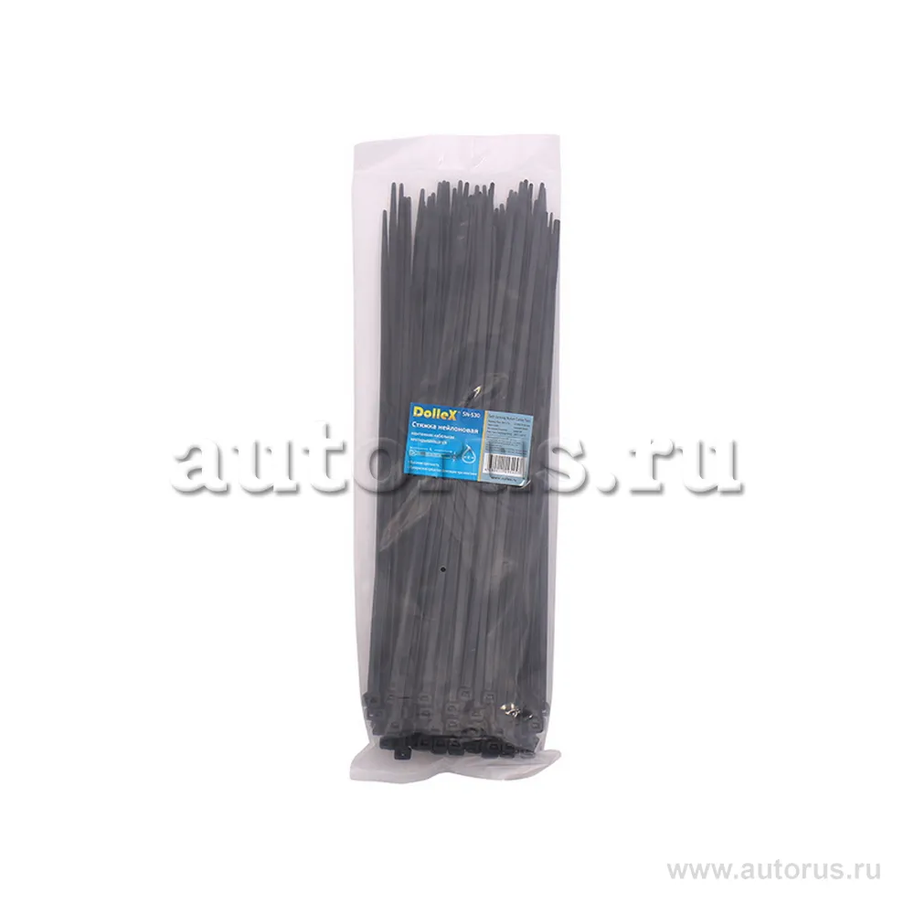 Стяжки нейлоновые, хомуты 5х300 уп 100 шт черный DOLLEX SN-530