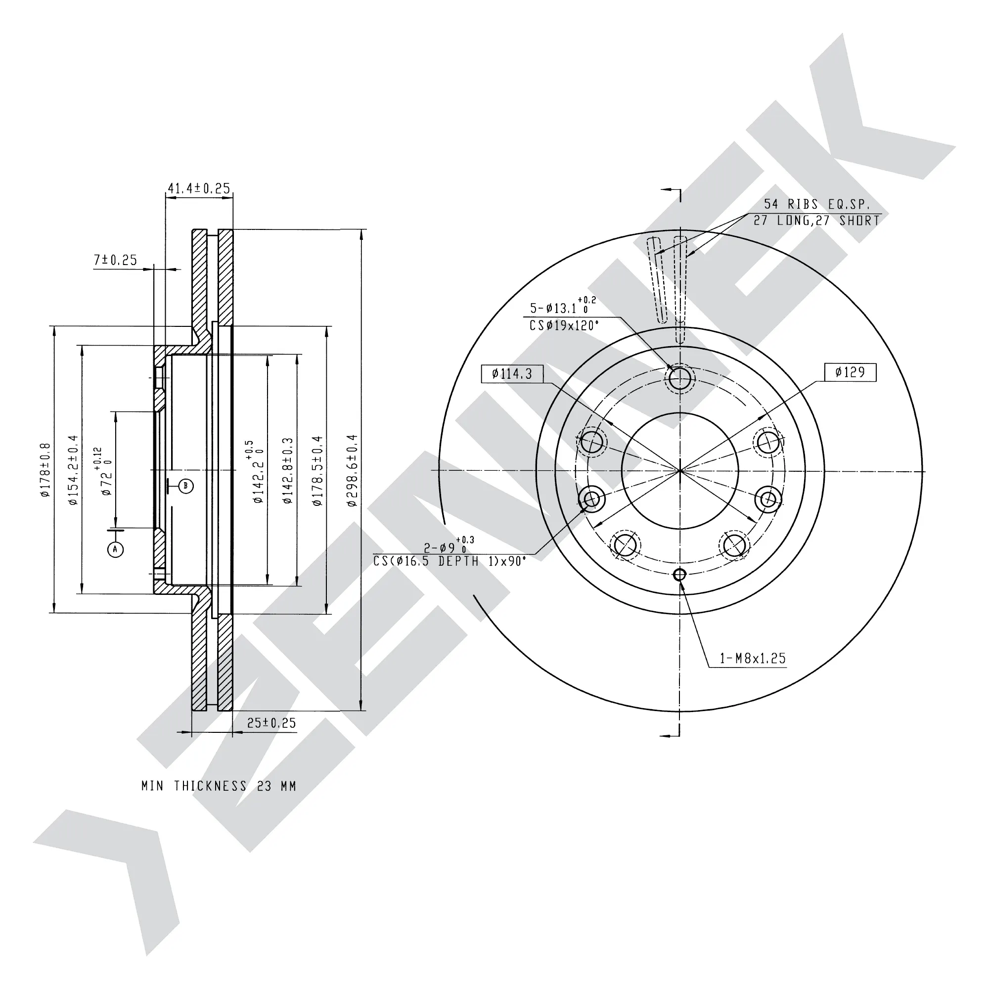 Диск тормозной передний MAZDA 6 GH 07-13 (2 шт) ZENNEK DBD0195
