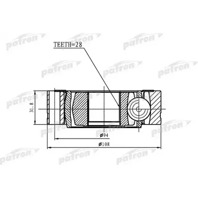 ШРУС внутренний 28x108 VOLKSWAGEN TRANSPORTER T5 03- PATRON PCV1461