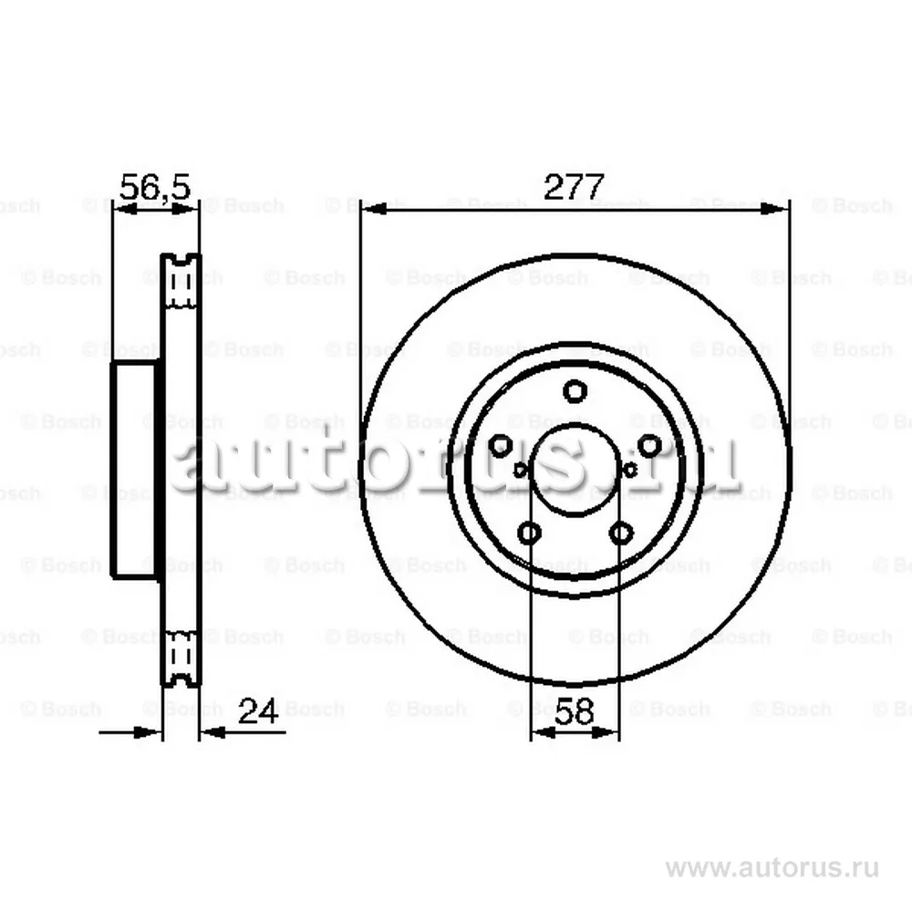 Диск тормозной SUBARU IMPREZA/LEGACY/FORESTER 02- передний вент. BOSCH 0986479147