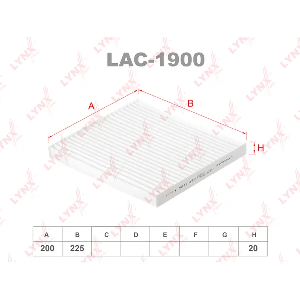 Фильтр салонный LYNXauto LAC-1900