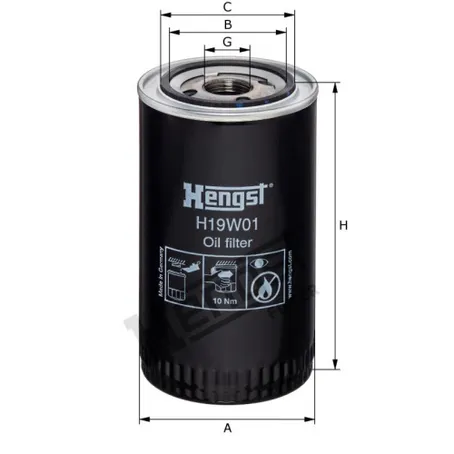 Масляный фильтр Volvo, VW HENGST H19W06
