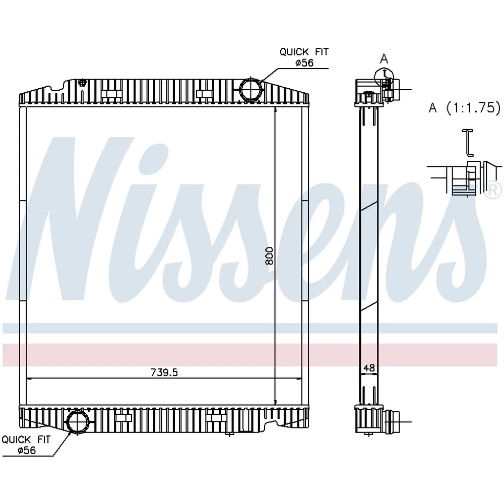 Радиатор водяной IVECO Eurotrakker Cursor 13 NISSENS 63330A