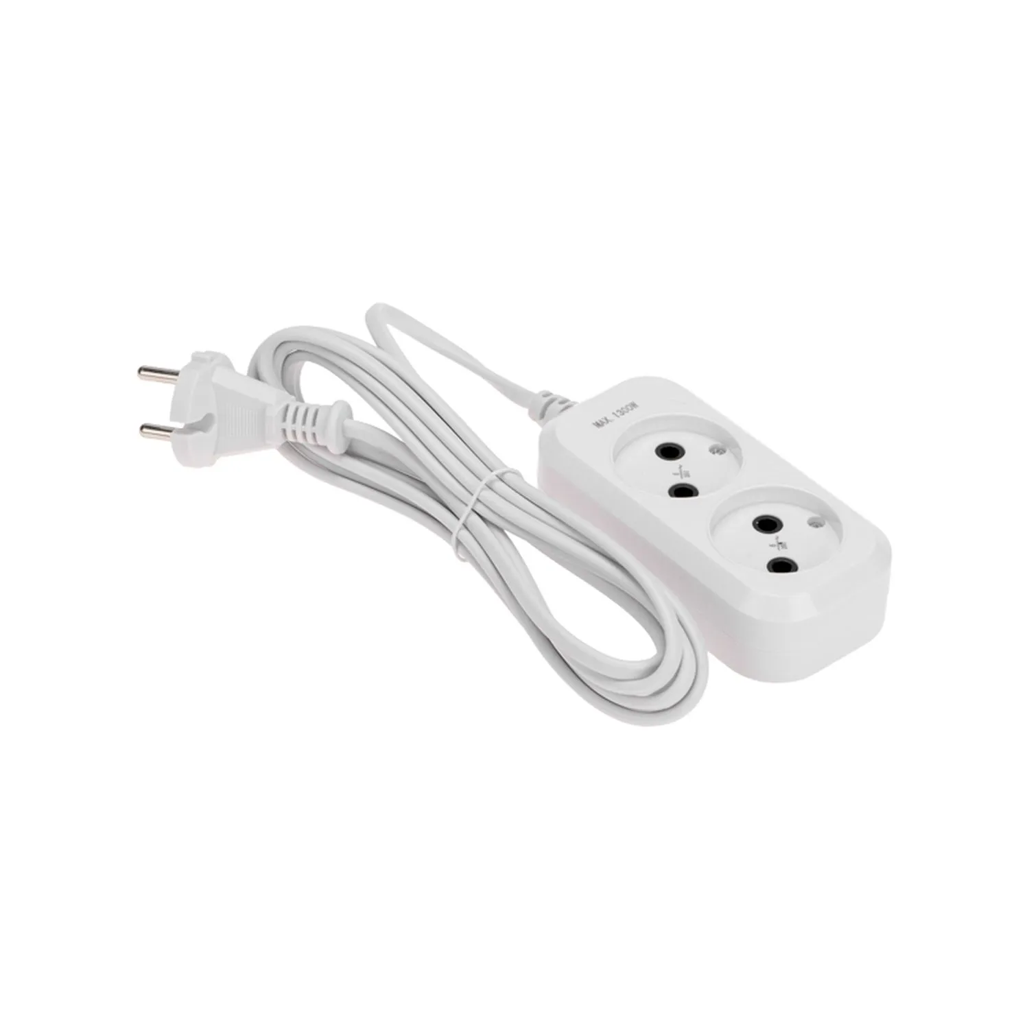 Удлинитель 2 гнезда, 3м, 2х0,75мм?, б/з, белый PROconnect 13-4201