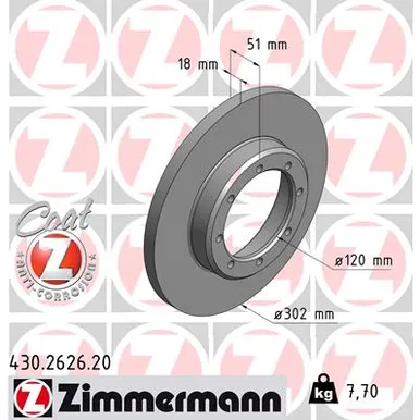 Диск тормозной задний MASTER III ZIMMERMANN 430262620