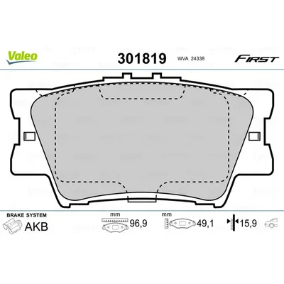 Колодки тормозные задние VALEO 301819