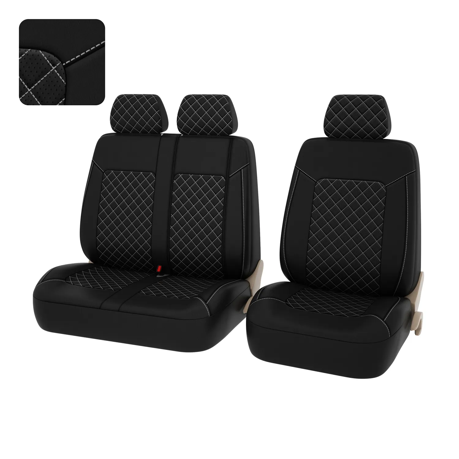 Чехлы в машину на сиденья для коммерческого транспорта PSV Elegant Next TRANSIT (Черный/Ромб белый/о 136388