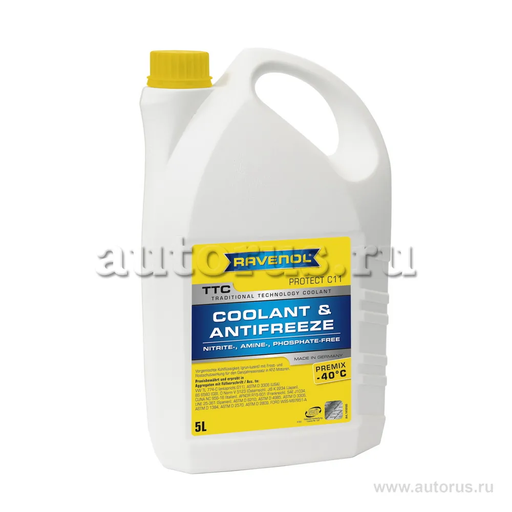 Антифриз готовый к прим. жёлтый RAVENOL TTC Traditional Technology Coolant Premix Protect C11 (5л) 1410105-005 (4014835755352)