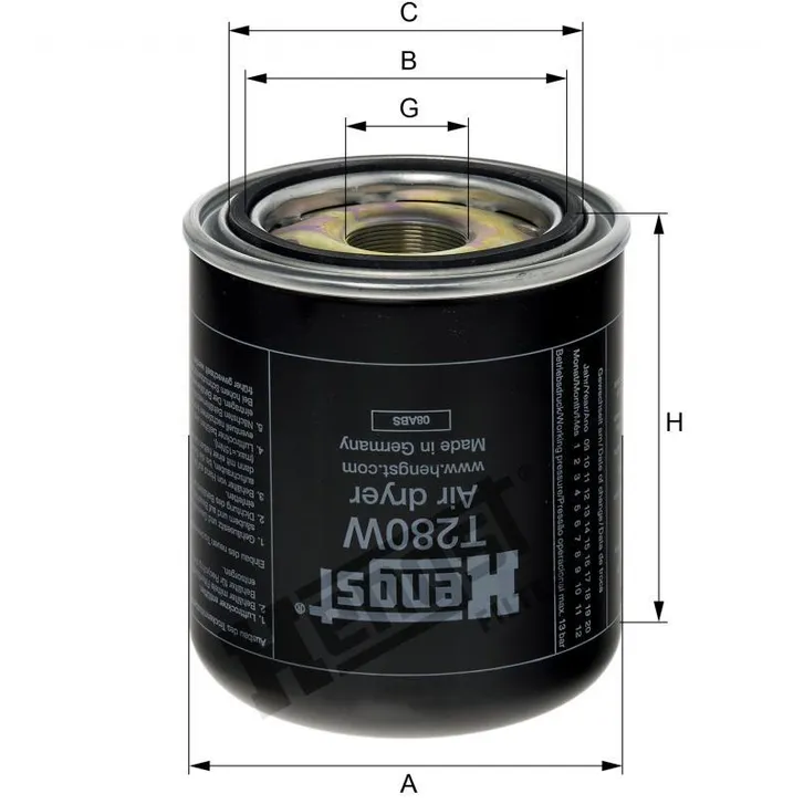 Фильтр воздушный (осушитель тормозной системы) ASTRA HD 7 96-, HD 7-C 00-, HD 8 05- AVIA D-Line 0 T280W