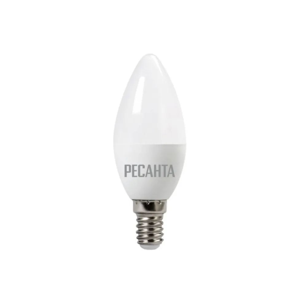 Лампа светодиодная 230V бытовая 5W E14 3000K Ресанта LL-R-C37 1 шт. картон 76/1/1