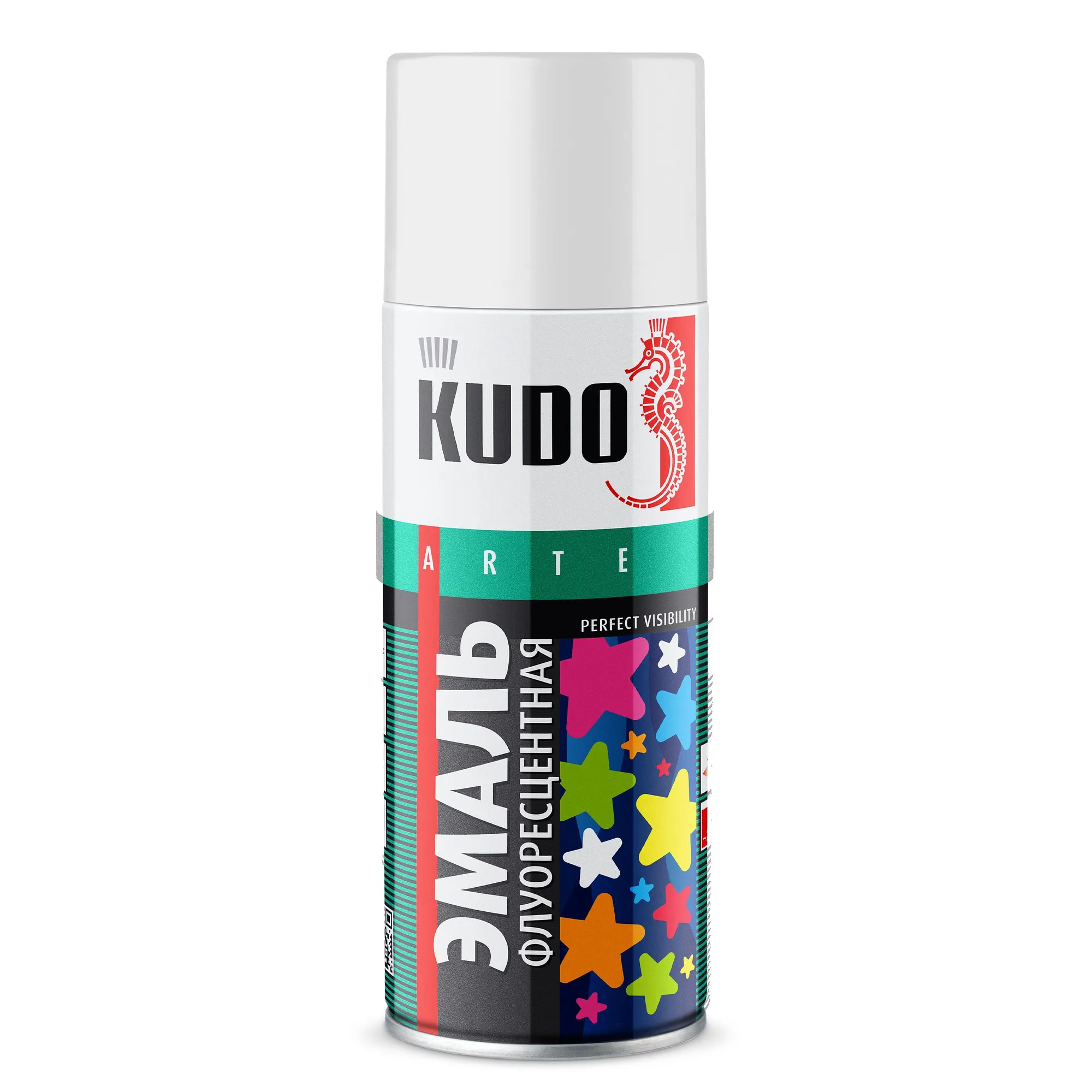 Краска спрей флуоресцентная белая, 520 мл. KUDO KU-1201