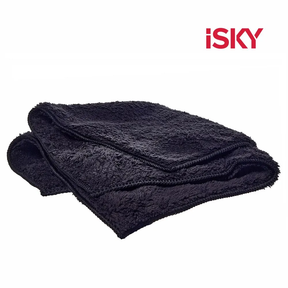 Полотенце для ухода за автомобилем iSky, 40х40 см, микрофибра, черный, 500г/м2 iSky iMT-4040