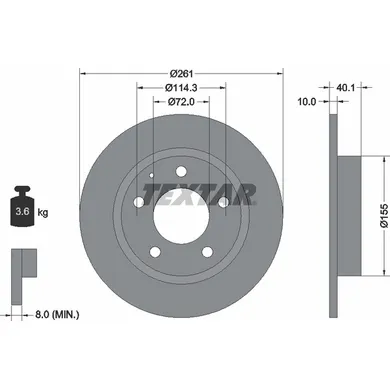 Диск тормозной задний стандартный EUNOS/FORD AUSTRALIA/FORD USA/MAZDA TEXTAR 92062100