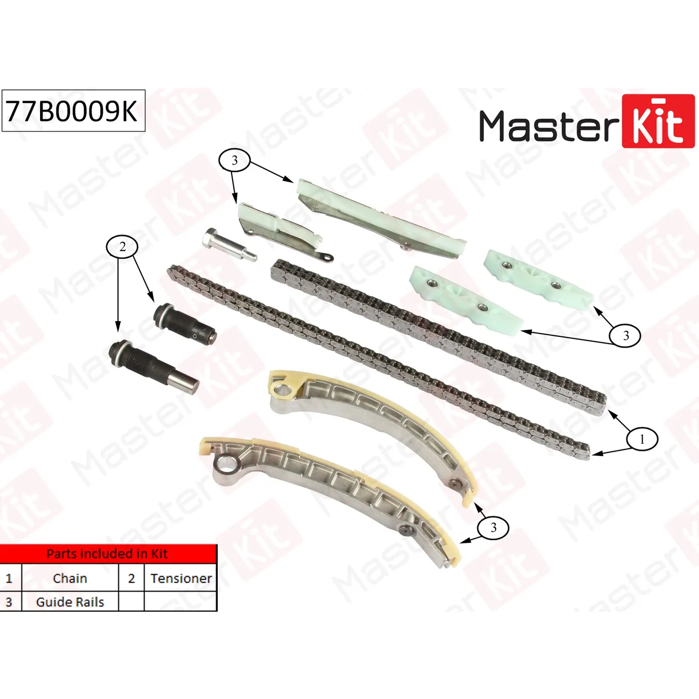 Комплект цепи ГРМ (без звездочек) MASTERKIT 77B0009K
