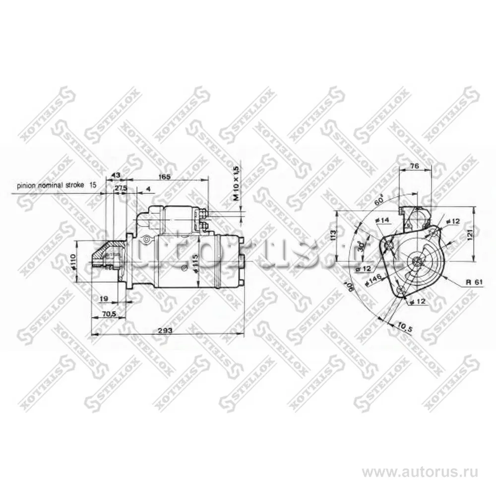 Стартер 24V 3.2kW z9 30 влево Iveco 24V 3.2kW 9T 30RH STELLOX 8802041_SX