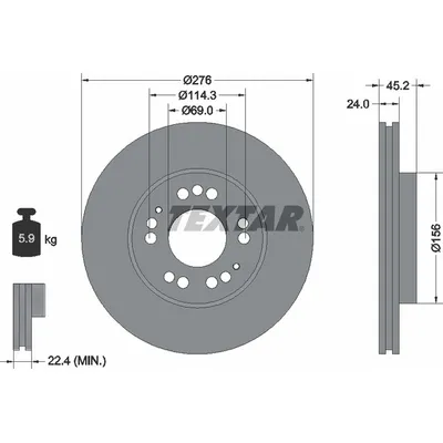Диск тормозной передний стандартный MITSUBISHI TEXTAR 92114800