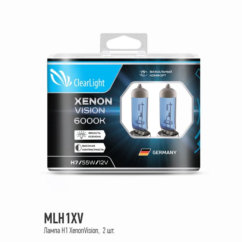Лампа 12V H1 55W P14,5s 6000K ClearLight XenonVision 2 шт. DUOBOX MLH1XV