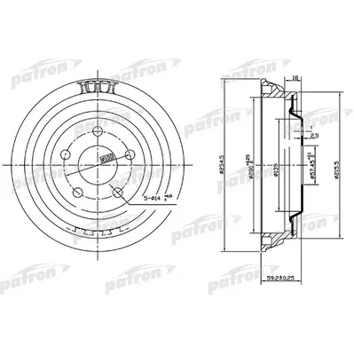 Барабан тормозной TOYOTA Hilux III (TGN1/GGN2/GGN1/KUN2/KUN1) 05- (D PATRON PDR1004