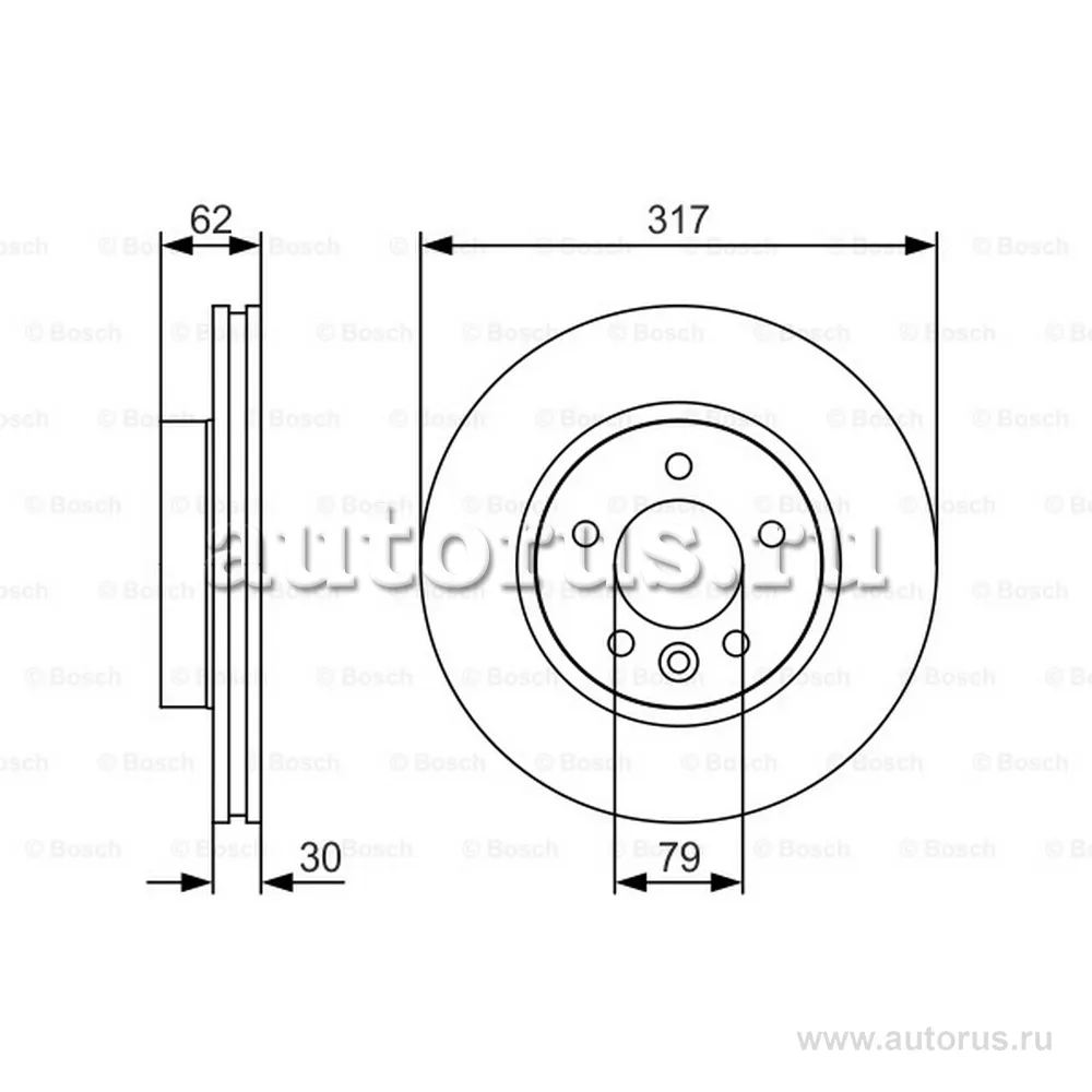 Диск тормозной передний, PREMIUM-2 BOSCH 0 986 479 S25