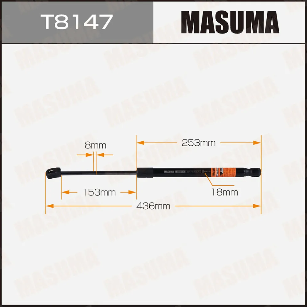 Упор газовый L436mm капота MASUMA T8147