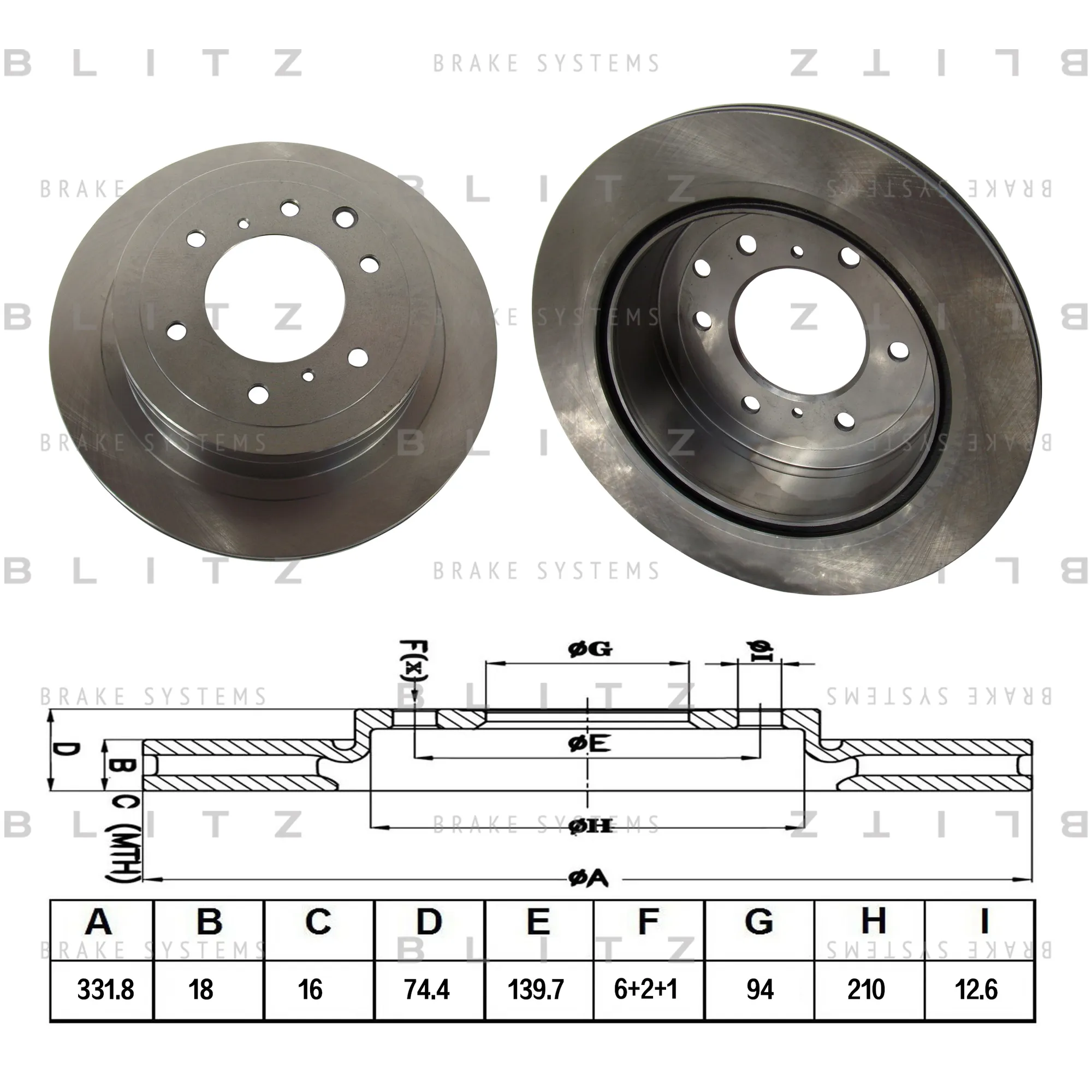 Диск тормозной задний вентилируемый MITSUBISHI PAJERO 07-> BLITZ BS0381