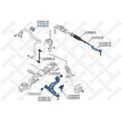 Комплект втулок стабилизатора переднего 2 шт. d 22 VW T5 03-07 STELLOX 79-00448-SX